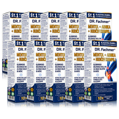 💥💥 DR.Fachmer® Mentol · Arnika · Vražji krempelj 10-v-1 roll-on za nego sklepov in mišic | Pri protinu, togosti sklepov, otekanju in bolečinah v mišicah | Hitro se vpije, ni masten