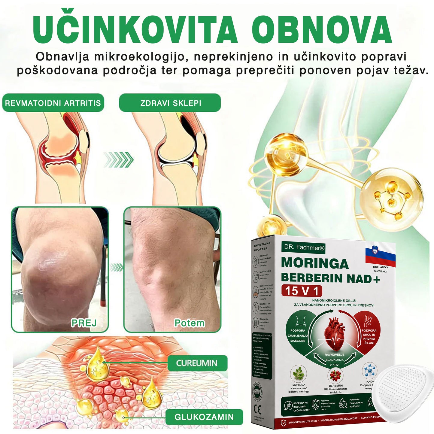 🌿DR.Fachmer® Moringa Berberine NAD+ 15-v-1 obliž z nano-mikroiglami | Nova generacija nege telesa z napredno nano formulo 🌿