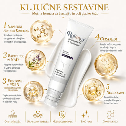 🤍Rolimey® Collagen Fullerene Cream, Rolimey kolagenska krema s kolagenskimi peptidi, nova krema za učvrstitev in lifting 2026 za ohlapno kožo, gube in napenjanje kože, primerna za vse tipe kože
