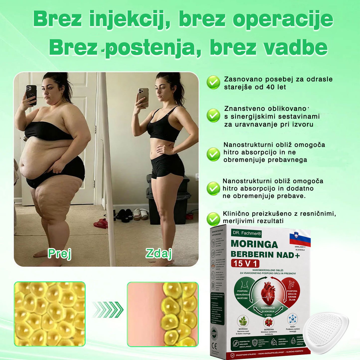🌿DR.Fachmer® Moringa Berberine NAD+ 15-v-1 obliž z nano-mikroiglami | Nova generacija nege telesa z napredno nano formulo 🌿