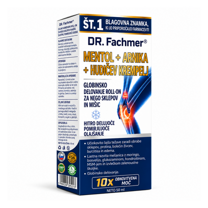 💥💥 DR.Fachmer® Mentol · Arnika · Vražji krempelj 10-v-1 roll-on za nego sklepov in mišic | Pri protinu, togosti sklepov, otekanju in bolečinah v mišicah | Hitro se vpije, ni masten