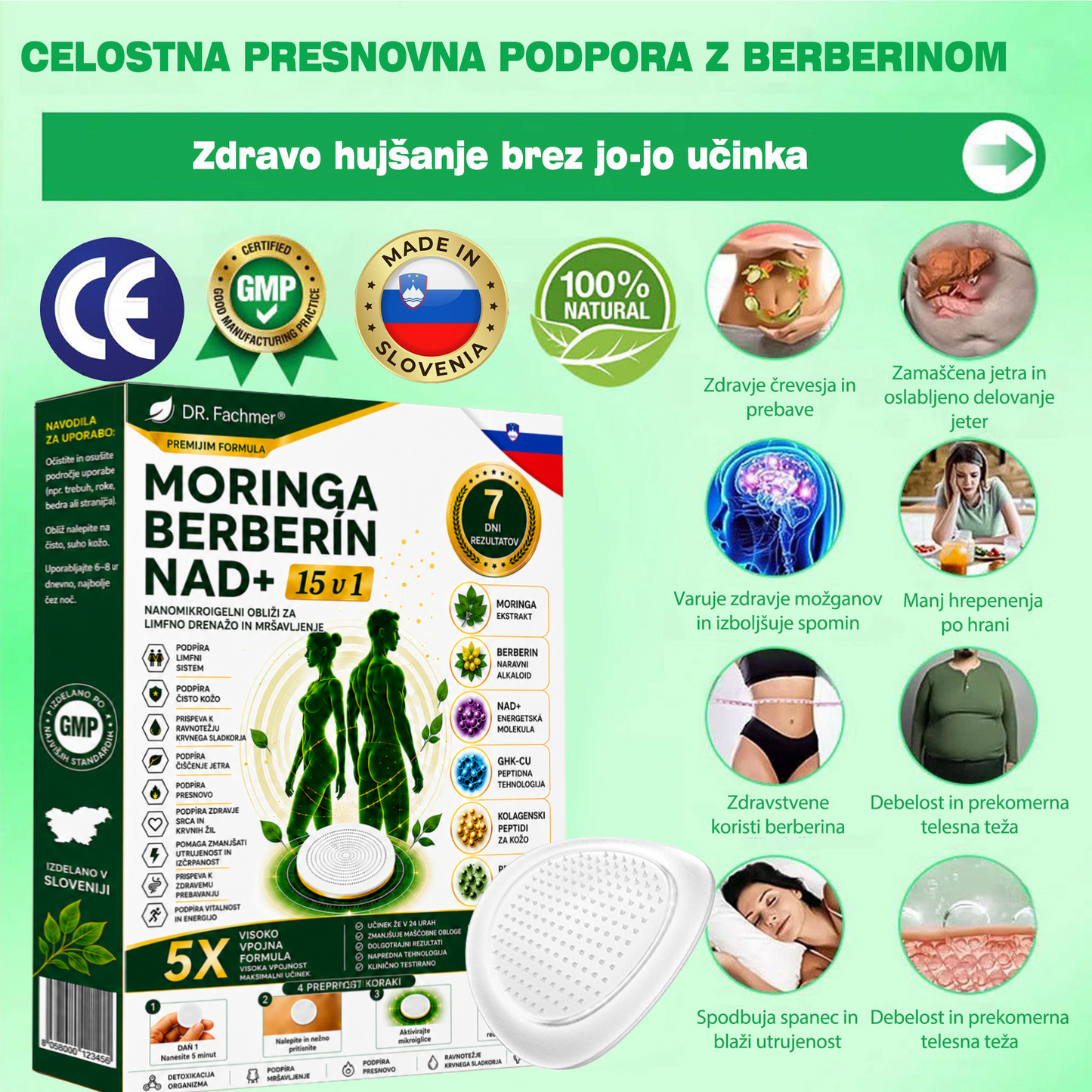 💎DR.Fachmer® Moringa Berberine NAD+ 15-v-1 obliž z nano-mikroiglami | Nova generacija nege telesa z napredno nano formulo