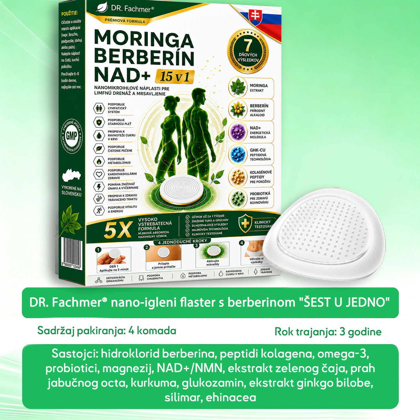 👍DR.Fachmer® Moringa Berberine NAD+ 15-v-1 obliž z nano-mikroiglami | Nova generacija nege telesa z napredno nano formulo👍