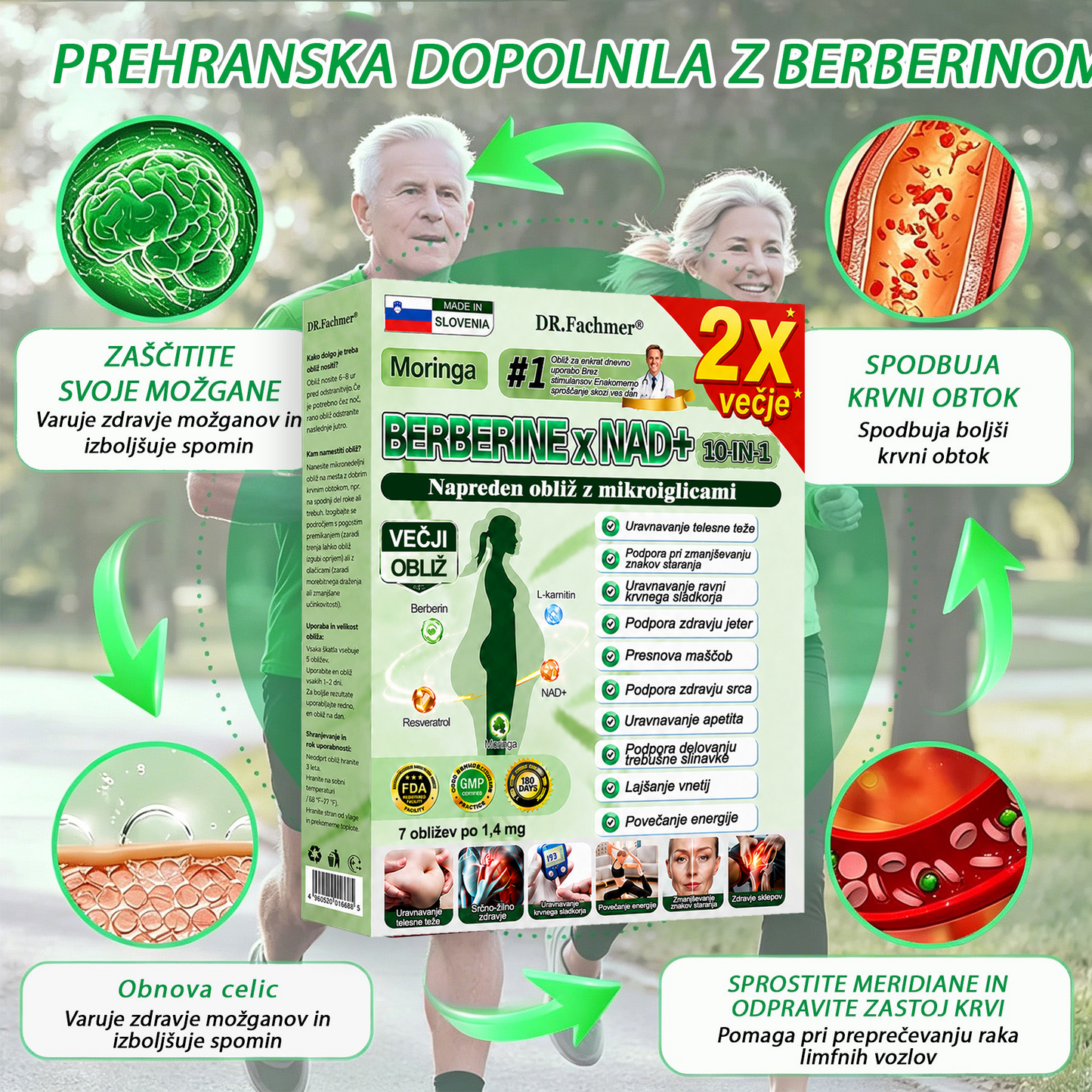 💥DR.Fachmer® Moringa Berberine NAD+ 15-v-1 obliž z nano-mikroiglami | Nova generacija nege telesa z napredno nano formulo 💥