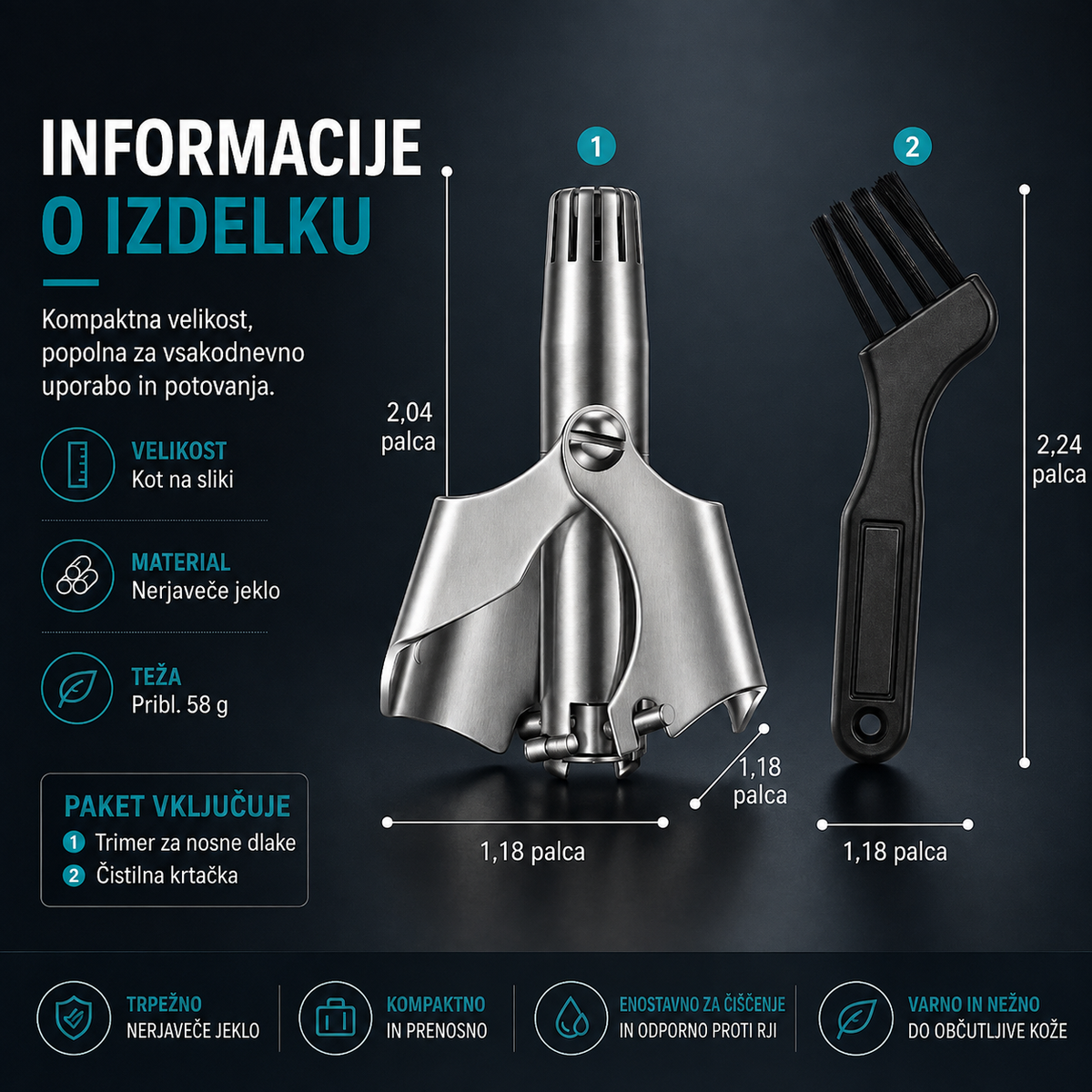 💥 Kupite 1 in prejmite 1 brezplačno 🔥 Ročni prirezovalnik dlačic v nosu – 360° prirezovalnik iz nerjavečega jekla, vodoodporen in brez potrebe po bateriji