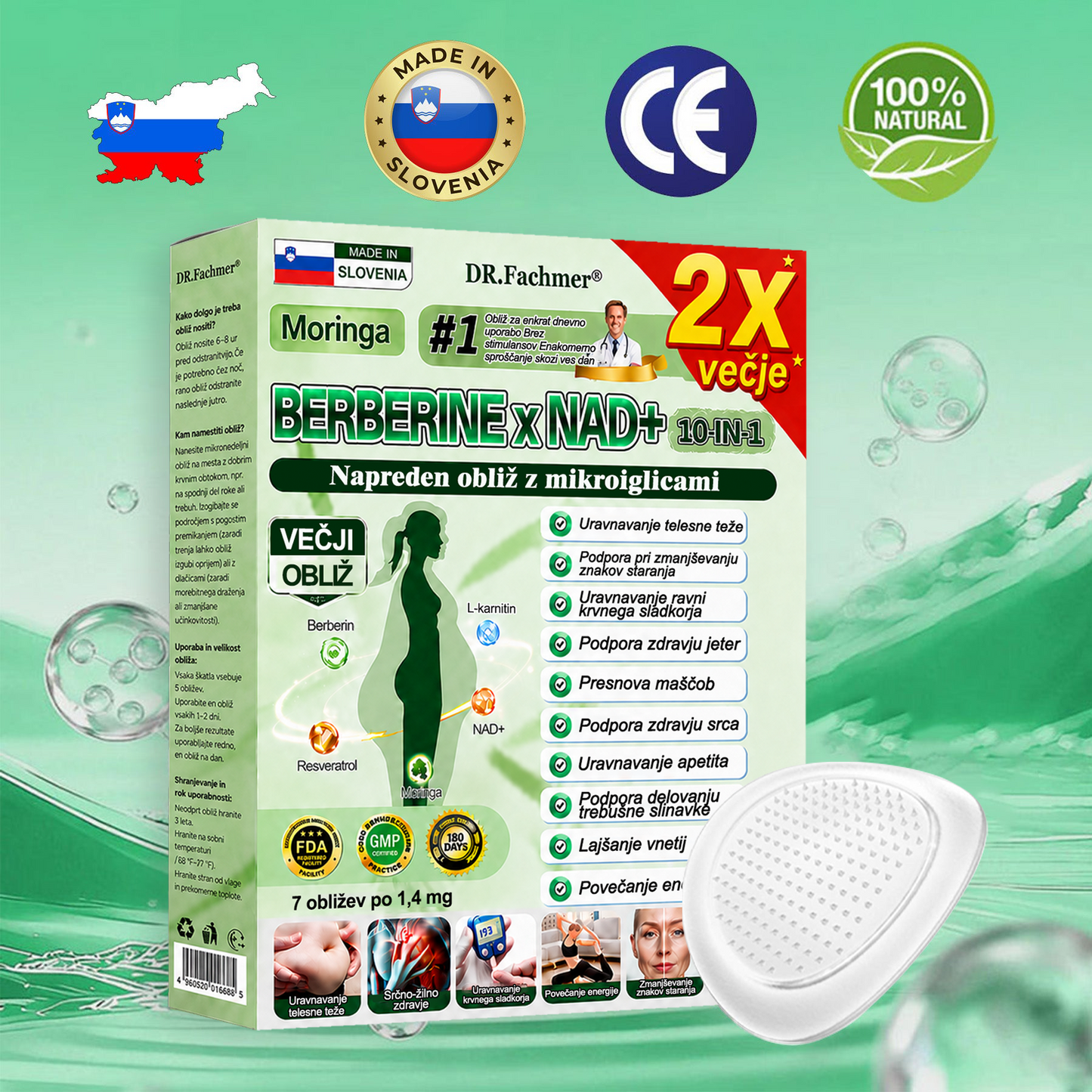 💥DR.Fachmer® Moringa Berberine NAD+ 15-v-1 obliž z nano-mikroiglami | Nova generacija nege telesa z napredno nano formulo 💥