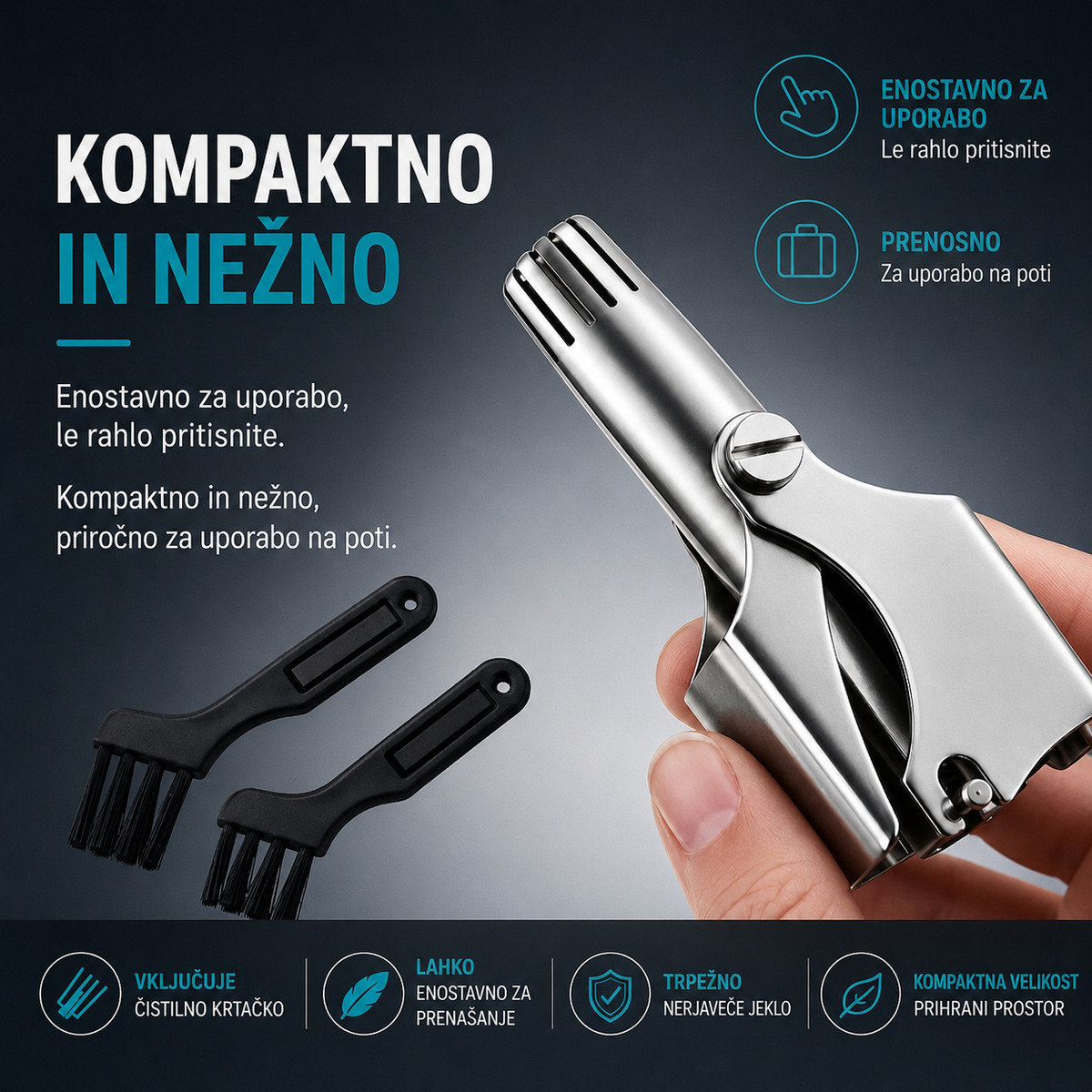 💥 Kupite 1 in prejmite 1 brezplačno 🔥 Ročni prirezovalnik dlačic v nosu – 360° prirezovalnik iz nerjavečega jekla, vodoodporen in brez potrebe po bateriji