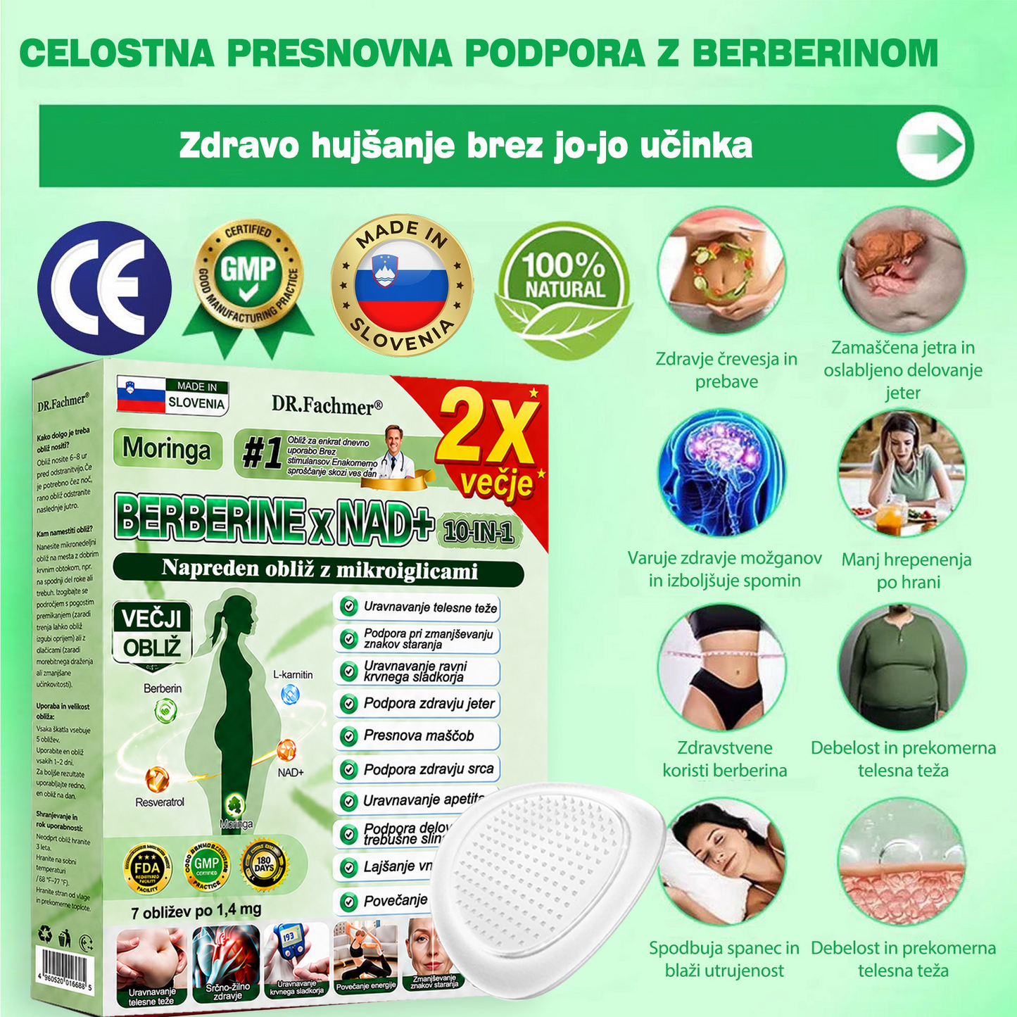 💥DR.Fachmer® Moringa Berberine NAD+ 15-v-1 obliž z nano-mikroiglami | Nova generacija nege telesa z napredno nano formulo 💥