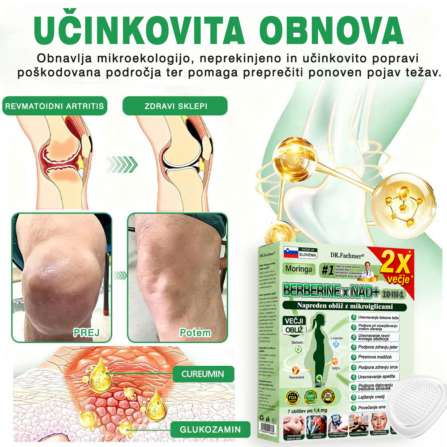 💥DR.Fachmer® Moringa Berberine NAD+ 15-v-1 obliž z nano-mikroiglami | Nova generacija nege telesa z napredno nano formulo 💥
