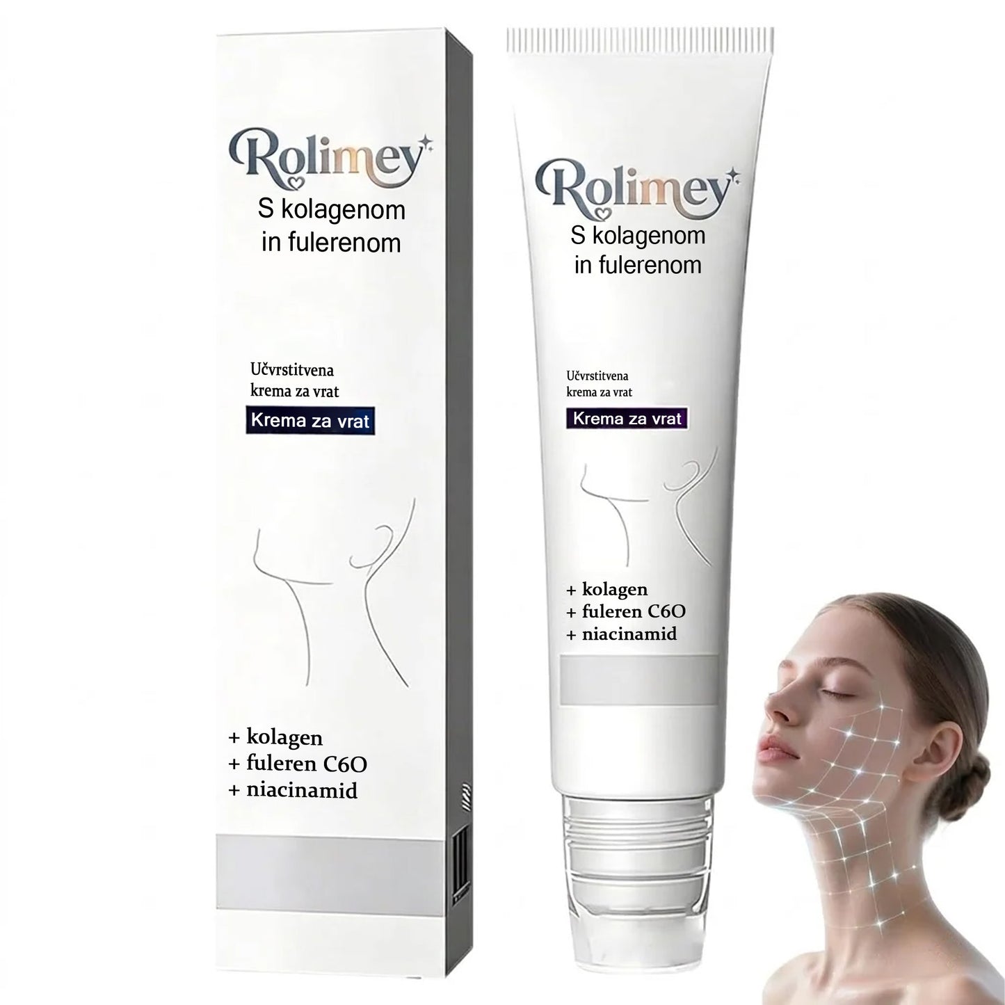 🤍Rolimey® Collagen Fullerene Cream, Rolimey kolagenska krema s kolagenskimi peptidi, nova krema za učvrstitev in lifting 2026 za ohlapno kožo, gube in napenjanje kože, primerna za vse tipe kože
