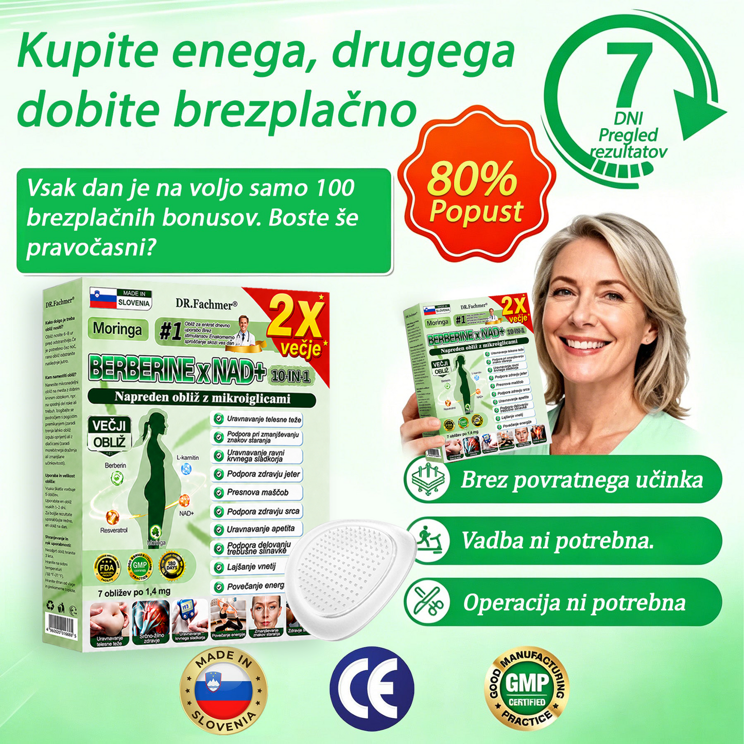 💥DR.Fachmer® Moringa Berberine NAD+ 15-v-1 obliž z nano-mikroiglami | Nova generacija nege telesa z napredno nano formulo 💥