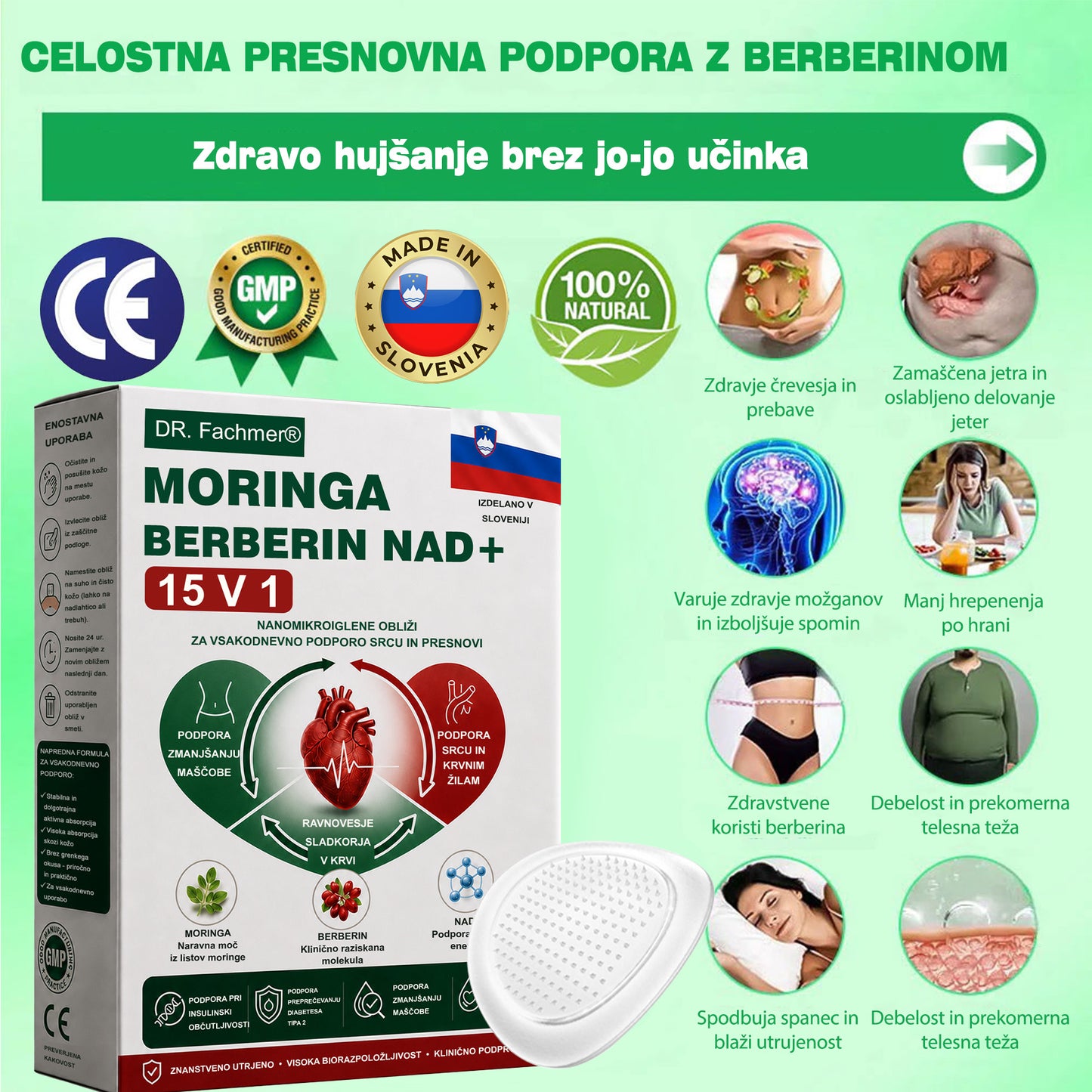 🌿DR.Fachmer® Moringa Berberine NAD+ 15-v-1 obliž z nano-mikroiglami | Nova generacija nege telesa z napredno nano formulo 🌿