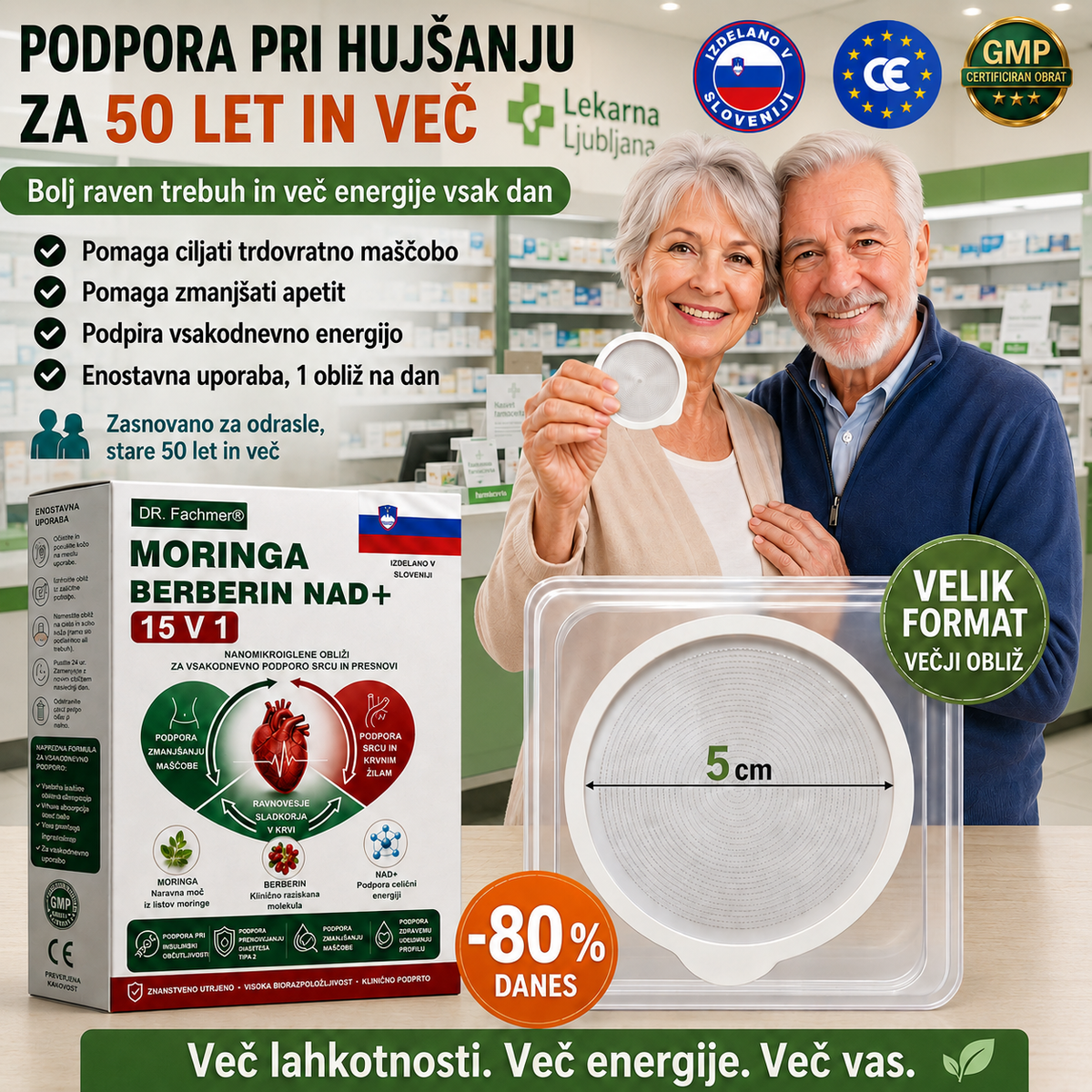 DR.Fachmer®🏆 Moringa Berberine NAD+ 15-v-1 obliž z nano-mikroiglami | Nova generacija nege telesa z napredno nano formulo